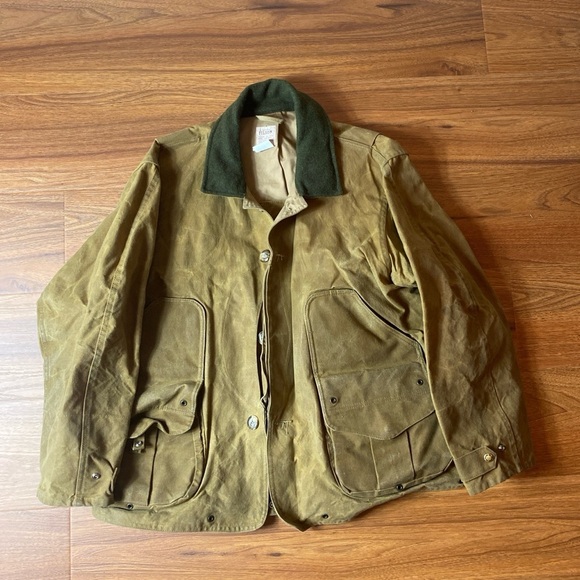Vintage Filson tin cloth field mens XXL tan button up jacket - Picture 1 of 4